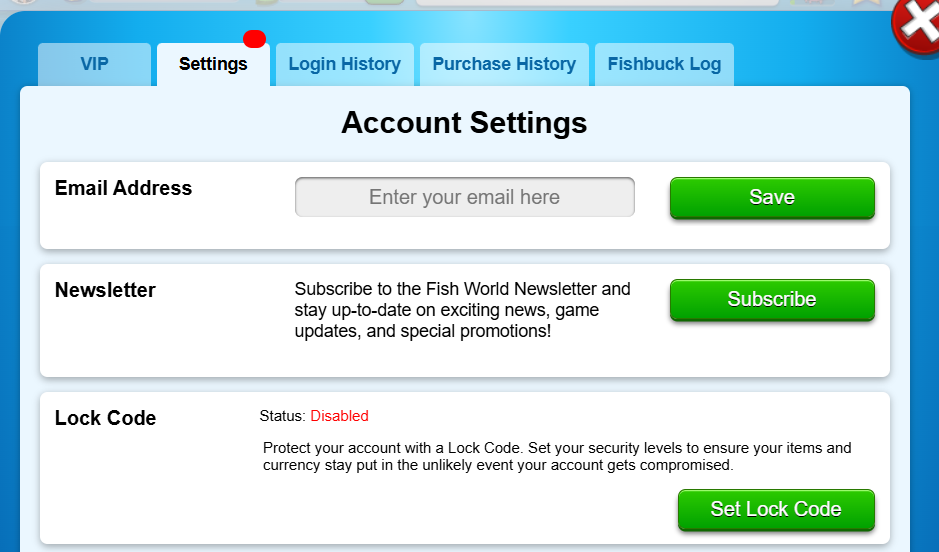 Account Settings page showing empty Email Address field